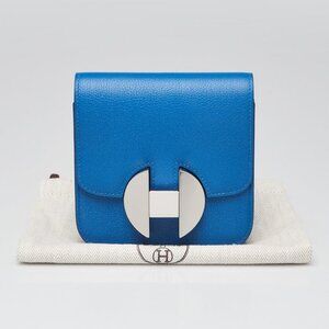 Hermes Bleu Zellige Evercolor Leather Palladium Plated 2002 Wallet
